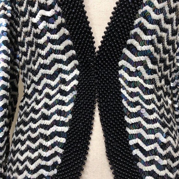 Vintage 80s NiteLine 100% Silk Sequin Blazer Small - Picture 9 of 16